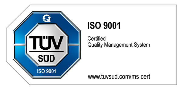 TÜV ISO 9001 certified quality management system